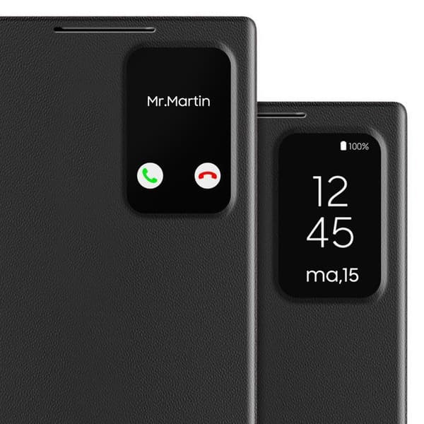 Fönsterfoder för Samsung Galaxy S23 Ultra med kortficka i svart Svart
