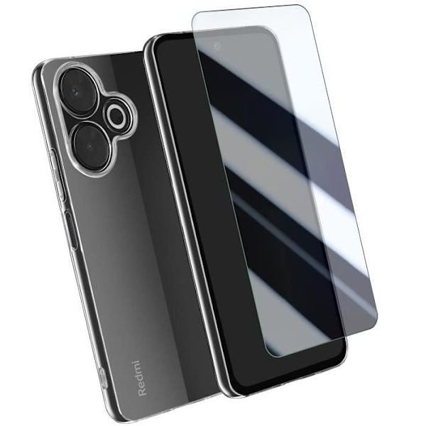 Coque til Xiaomi Redmi 13, fleksibel med 9H hærdet glas, transparent. Transparent