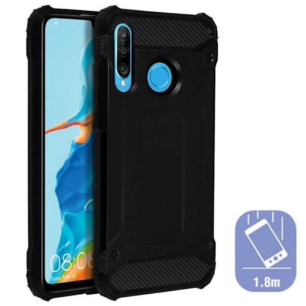 Coque - ILMOITTAKAA - Huawei P30 Lite - Hybridisuojus - Iskunkestävä jopa 1,8m - Musta Svart