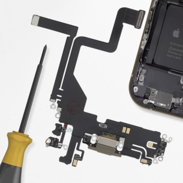 Latausliitin - AVIZAR - iPhone 14 Pro - Lightning-portti - Mikrofoni - Kulta Gul