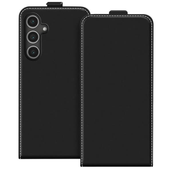 Vertikal Cover - AVIZAR - Samsung Galaxy S24 FE - Kunstlæder - Kortopbevaring - Sort Svart