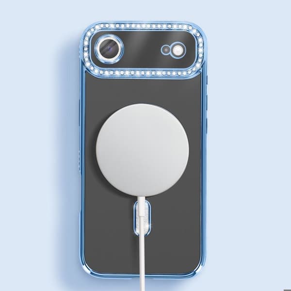 Coque Magsafe - AVIZAR - iPhone Air - Kontur Strassé Lyseblå - Stødbeskyttelse - Elegant Blå
