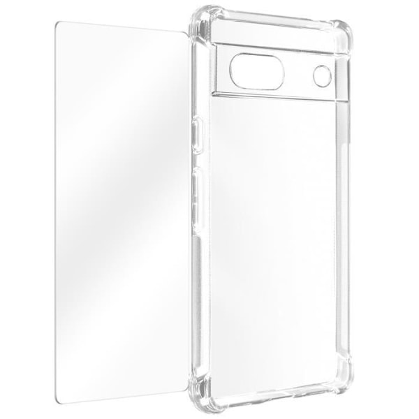 AVIZAR-fodral för Google Pixel 7a - Stötsäker förstärkta hörn + 9H transparent härdat glas Transparent