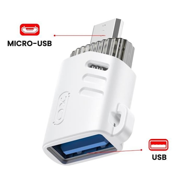 OTG Adapter USB Hun til Micro-USB Han Dataoverførsel XO Hvid