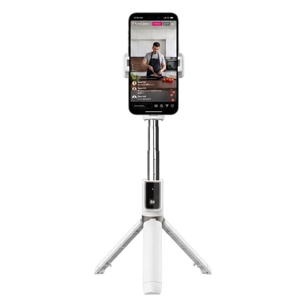 Selfie-stang med Bluetooth til smartphone, sammenklappelig 360° roterende stativ