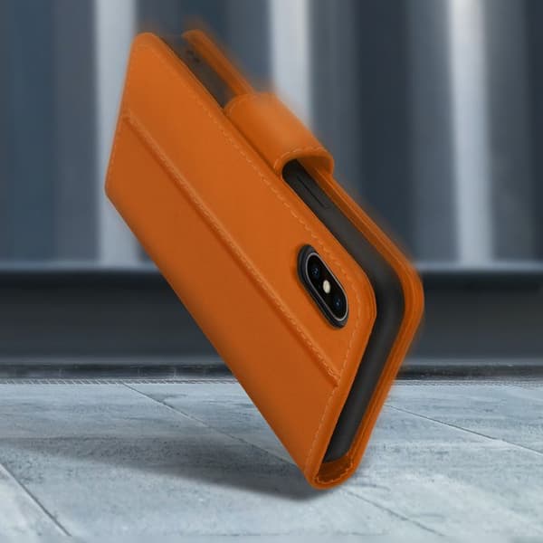Hus Apple iPhone XS Max Läder Med Kortficka Premium Ställfunktion Brun