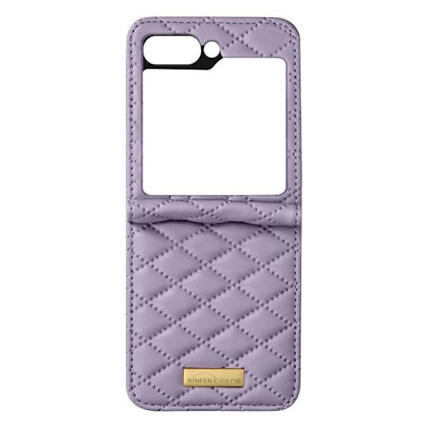 Telefoncase - AVIZAR - Samsung Galaxy Z Flip 5 - Simili Læder Rhombisk - Lilla - Stiv Lila