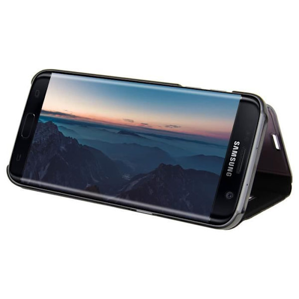 Etui Galaxy S7 Edge - AVIZAR - Klädhållare med Spegel Svart - Ställfunktion - Fullständigt skydd Svart