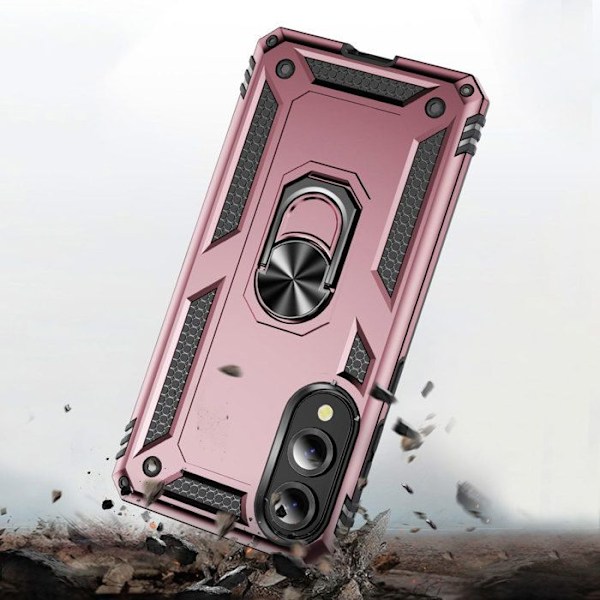 Coque för Samsung Galaxy S25 Edge Hybrid Ring Magnetiskt Stöd Rose Champagne Rosa