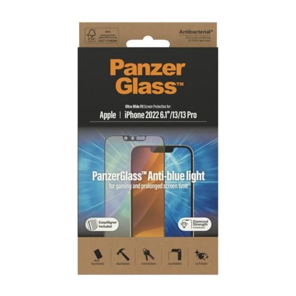 PanzerGlass Anti-Blue Light Suojalasi iPhone 14/13/13 Prolle