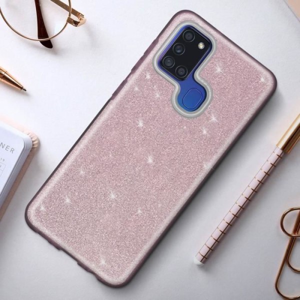 Samsung A21s Glitter Irrotettava Silikoni Puolijäykkä Kotelo Vaaleanpunainen Pinkki