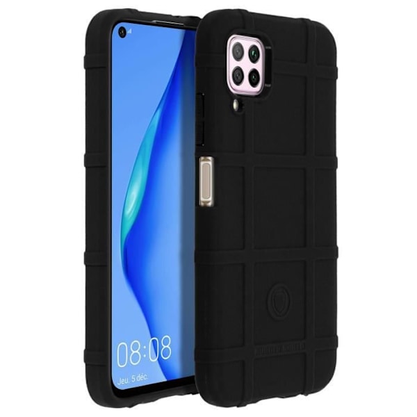 Coque - ILMOITUS - Huawei P40 Lite - Ruudullinen - Pehmeä - Iskunkestävä - Musta Svart