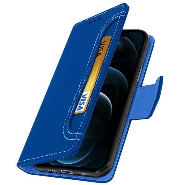 iPhone 12/12 Pro AVIZAR - Folio Lompakko Kotelo Tukitoiminto Sininen Blå