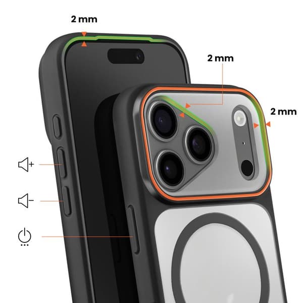 MagSafe cover til iPhone 17 Pro Beskyttelse Bi-materiale Hård Bagside Sort Svart