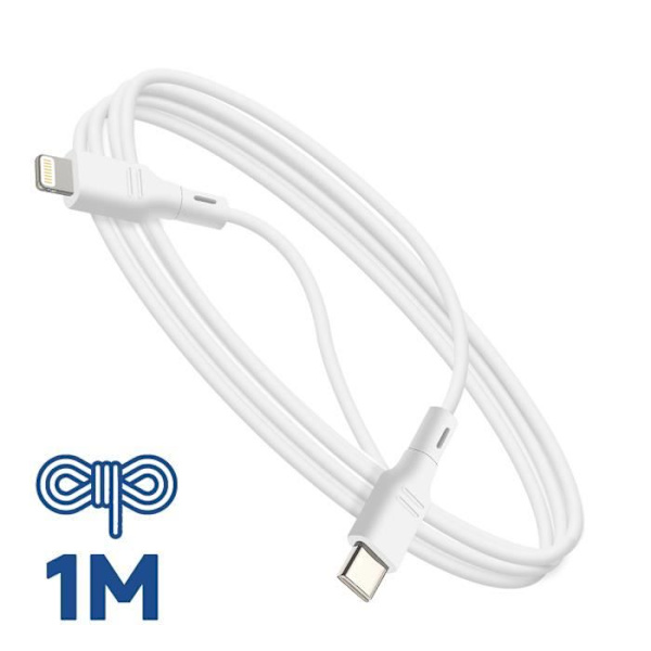 Lataus- ja synkronointikaapeli - Blue Star - USB C Lightningiin - 27W - 1 metri - Valkoinen Vit