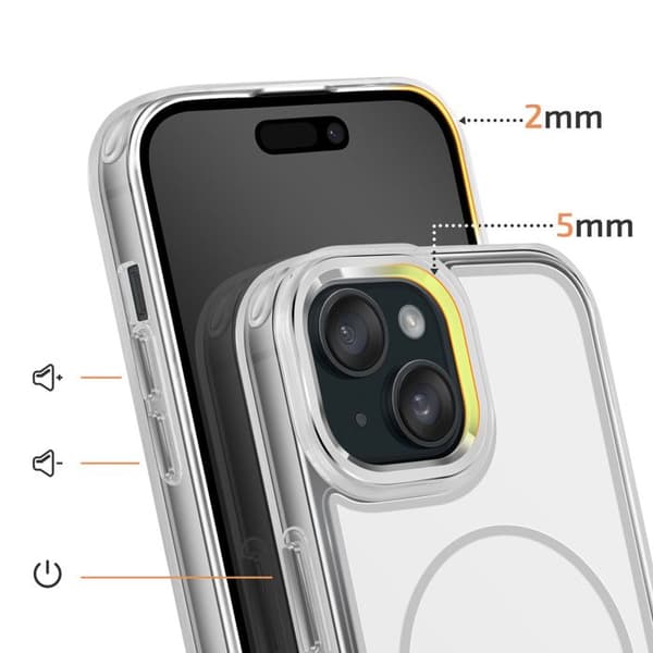 MagSafe-cover til iPhone 15 Plus / 14 Plus Forstærket Bi-materiale Hvid Vit