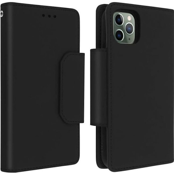 Avtagbart Foliofodral - AVIZAR - iPhone 11 Pro - Silikon - Magnetiskt - 3 Kortfack Svart