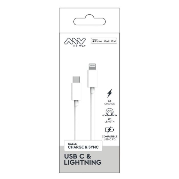 MYWAY KABEL USB-C LIGHTING 2M VIT Vit