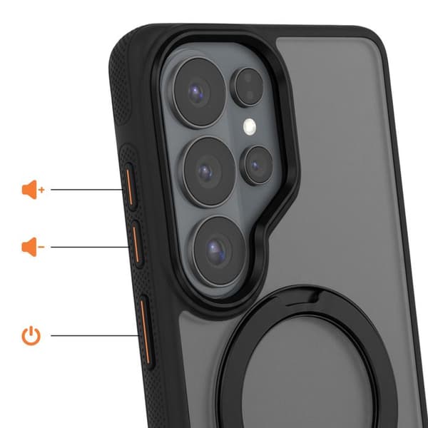 Magnetisk Cover til Galaxy S26 Ultra Stødabsorberende med 360° Rotationsring Sort Svart