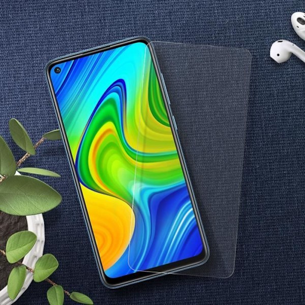 AVIZAR skärmskydd för Xiaomi Redmi Note 9 - 9H stötsäkert härdat glas transparent vit Vit