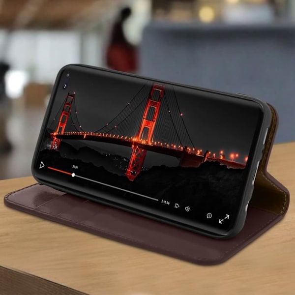 Cover til Samsung Galaxy S10 Plus Cover Folio Læder Support Video brun kastanj
