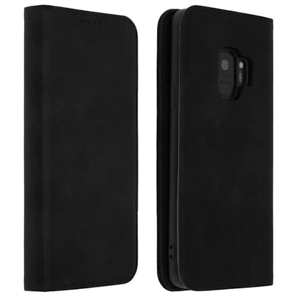 Housse folio portefeuille - AVIZAR - Galaxy S9 - Silicone Gel - Video Støtte - Sort Svart