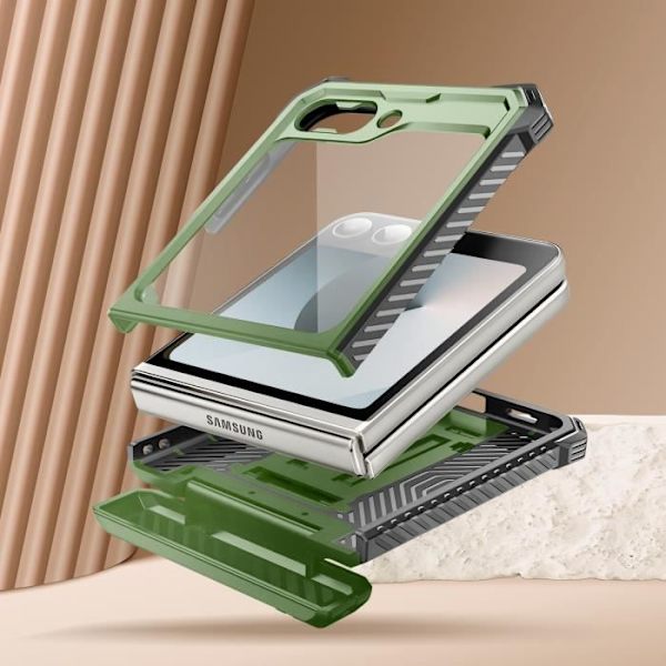 Carbon Case til Samsung Z Flip 6 - I-BLASON - Fuld beskyttelse - Stødsikker - Mørkegrøn Grön
