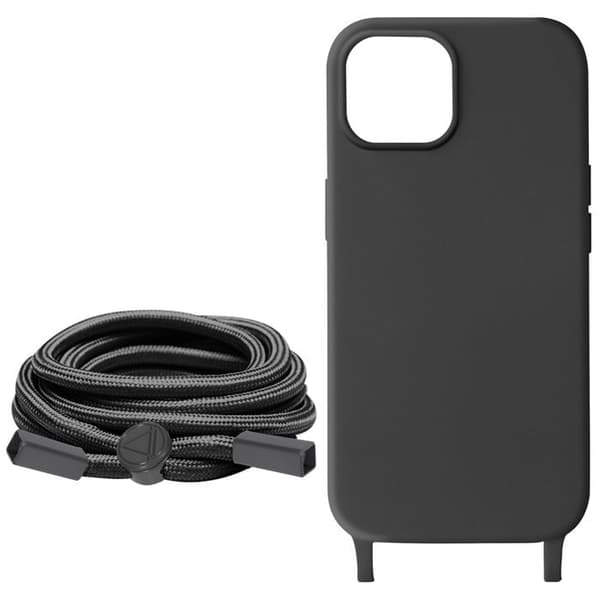 Coque - AVIZAR - iPhone 15 Plus - Nylon Flätad Kord 80cm - Semi-Styv - Svart Svart