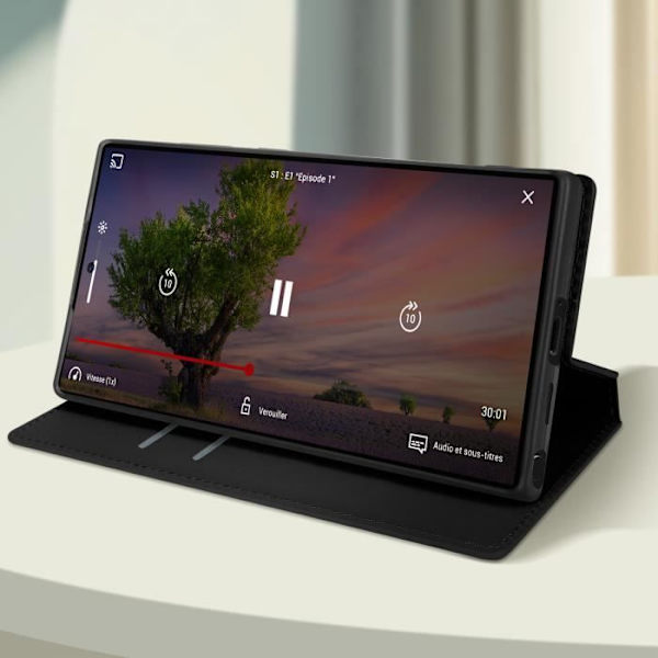 Fodral för Galaxy S24 Ultra-korthållare Videostöd Magnetic Flip Black Svart
