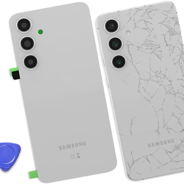 Bagcover - Samsung Galaxy S24 FE - Sølv - Erstatning - Forenklet installation Grå