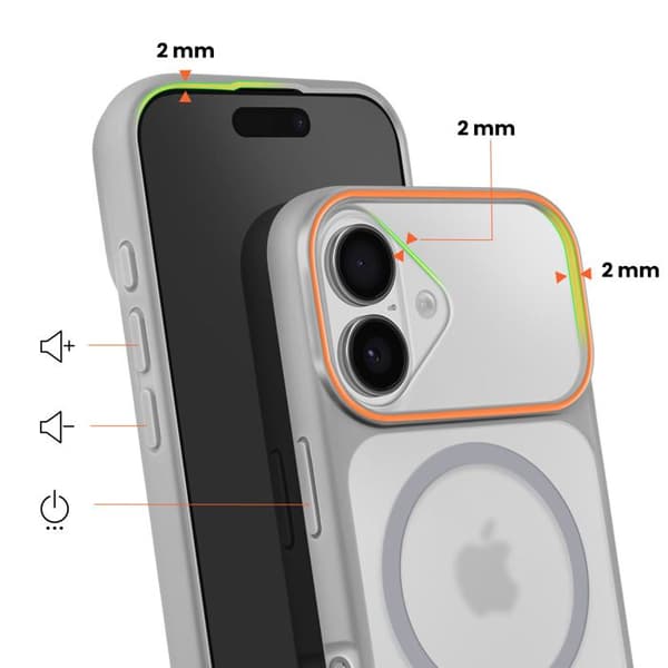 MagSafe-skal för iPhone 17, skydd i två material, hård baksida, grå Grå