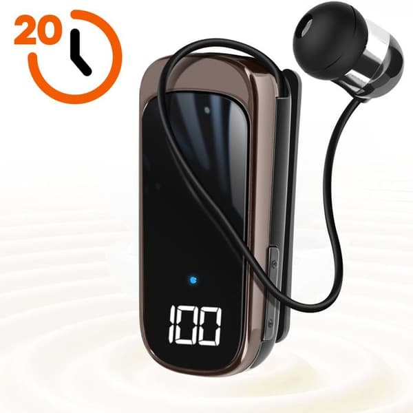 Bluetooth headset - LinQ - Black - Battery life 20h - Retractable cable - LED screen Svart