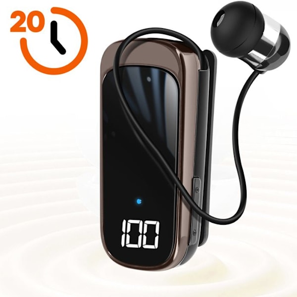 Bluetooth-kuulokkeet Klipsikaapeli Vetokoukku 20h Akunkesto LED-näyttö LinQ Musta Svart