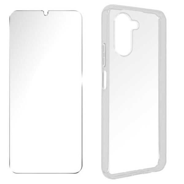 Suojapakkaus - MYWAY - Realme C33 - Geeli-silikonikotelo - 9H karkaistu lasi - Läpinäkyvä Vit