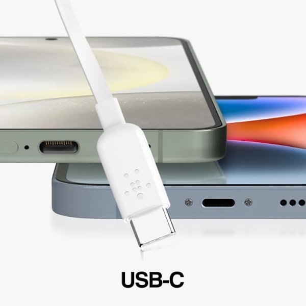 USB C Hörlurar Mikrofonknappar Hands-Free Kit Silikon Platt 1,2 m Belkin Vit Vit