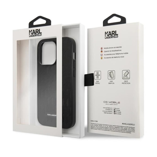 Cover til iPhone 14 Pro Max - KARL LAGERFELD - Saffiano læderfinish - Sort Svart