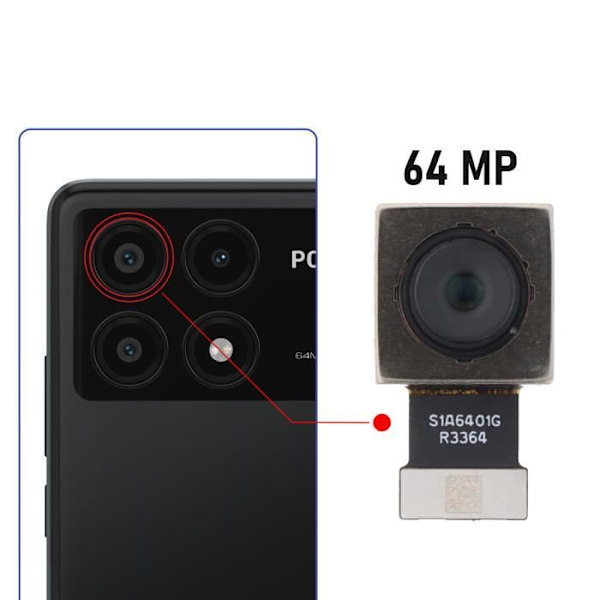 Bakre kamera - AVIZAR - Xiaomi Poco X6 Pro - 64MP - Svart - 100% kompatibel Svart