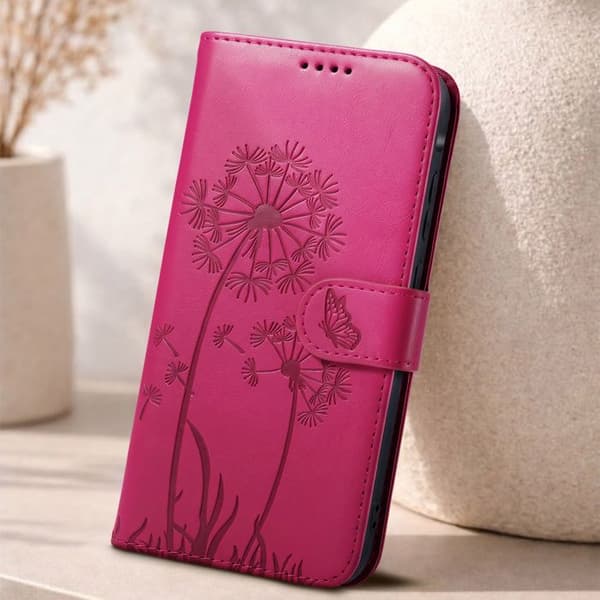 Pungetui til Galaxy A17 Premium Design Blomster Sommerfugl Zanaé Fuchsia Ros