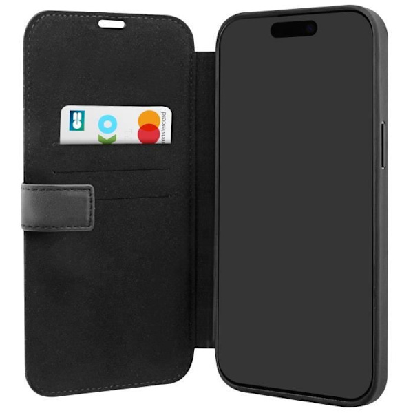 BMW aitoa nahkaa oleva iPhone 14 Pro -lompakkokotelo, musta Svart