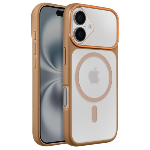 MagSafe-cover til iPhone 16, Bi-materiale beskyttelse, Hårdt bagcover, Brun brun
