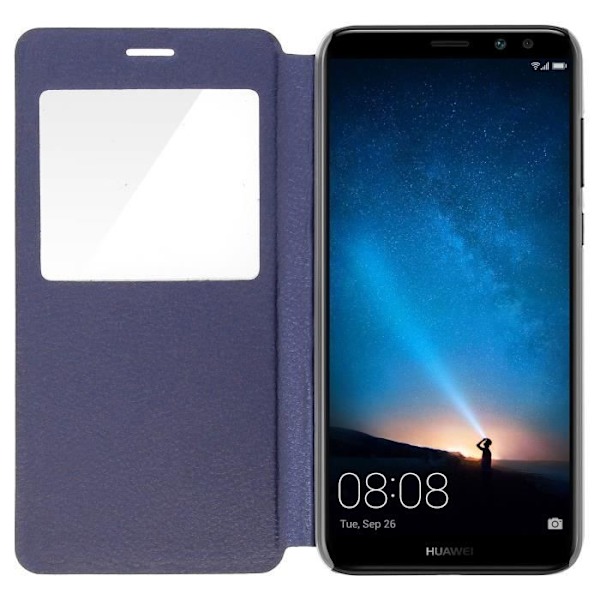 Etui Huawei Mate 10 Lite - AVIZAR - Housse Clapet à Fenêtre - Eco-läder - Mörkblå - Hårdskal Midnattsblå