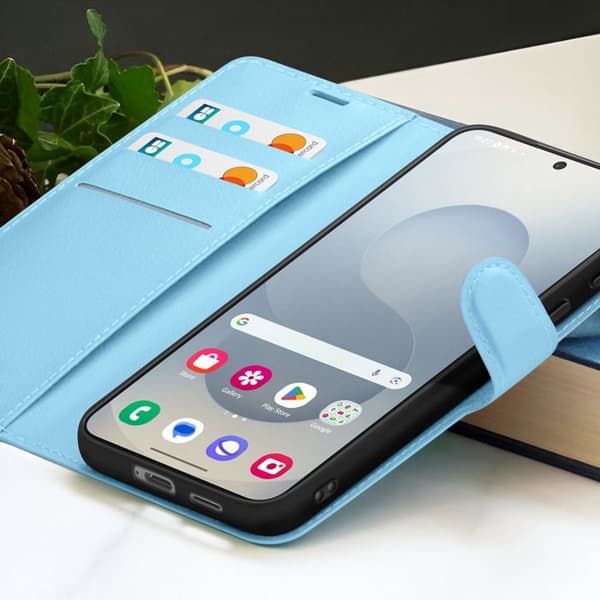 Pungetui - ZANAÉ - Galaxy S25 Plus - Lyseblå - Videoholder - Magnetlås Blå