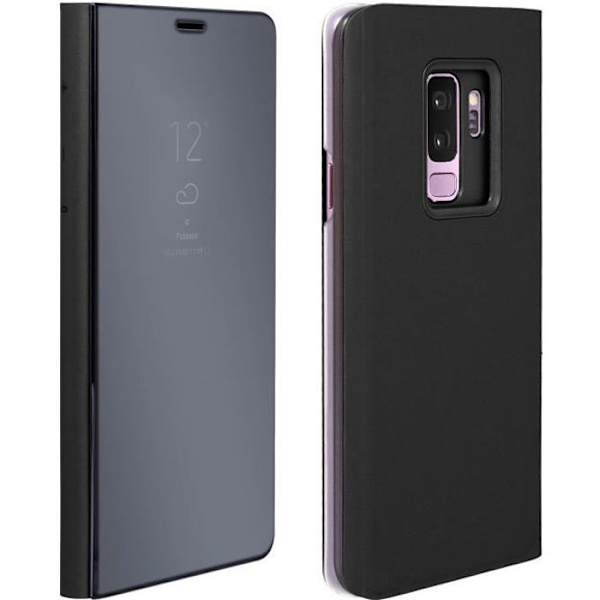 Housse - MÄRKE - Galaxy S9 Plus - Hård Skal - Spegel Etui - Stöd Funktion Svart