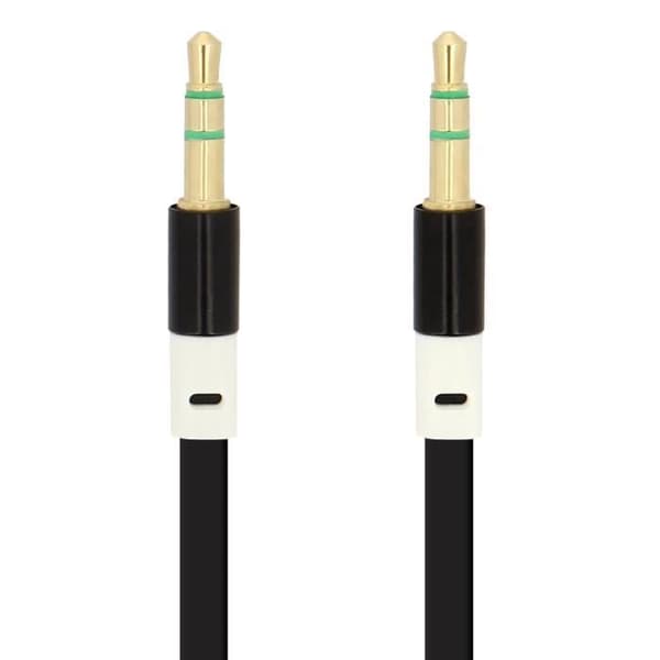 Audioadapter - AVIZAR - Jack 3,5 mm - Flad kabel sort - 1 meter - Forstærket nylon
