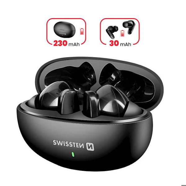 Bluetooth 5.3 TWS-kuulokkeet Musiikki ja Puhelut 230mAh USB-C Swissten Musta