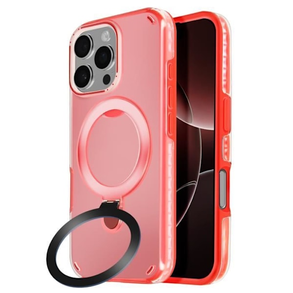 MagSafe-skal för iPhone 16 Pro Max Stötdämpande med Fällbart Stöd Röd Röd