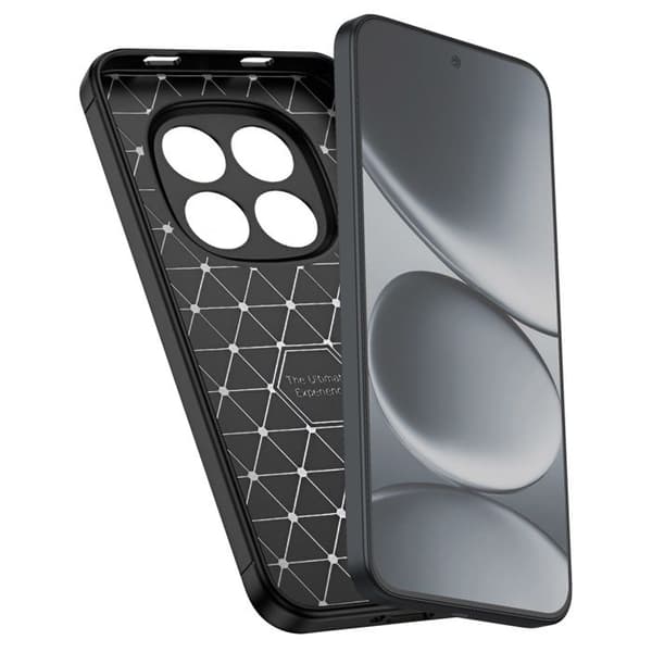 Silicone cover til Redmi Note 15 Pro 5G med carbon-effekt, skridsikker, sort Svart