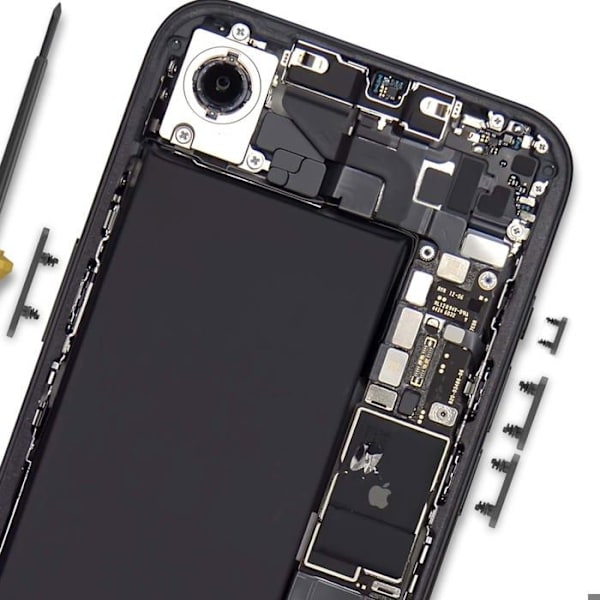 Power, volume og lydløs knap til iPhone 16e sort