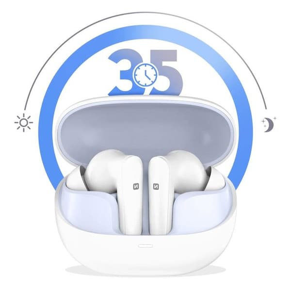 Bluetooth-hörlurar - SWISSTEN - Fokus - Aktiv brusreducering - 35 timmars batteritid - In-ear Vit