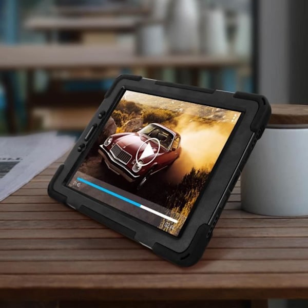 Coque Galaxy Tab A 8.0 2019 - AVIZAR - Hybride - Rotationshandtag - Stativfäste - Svart Svart
